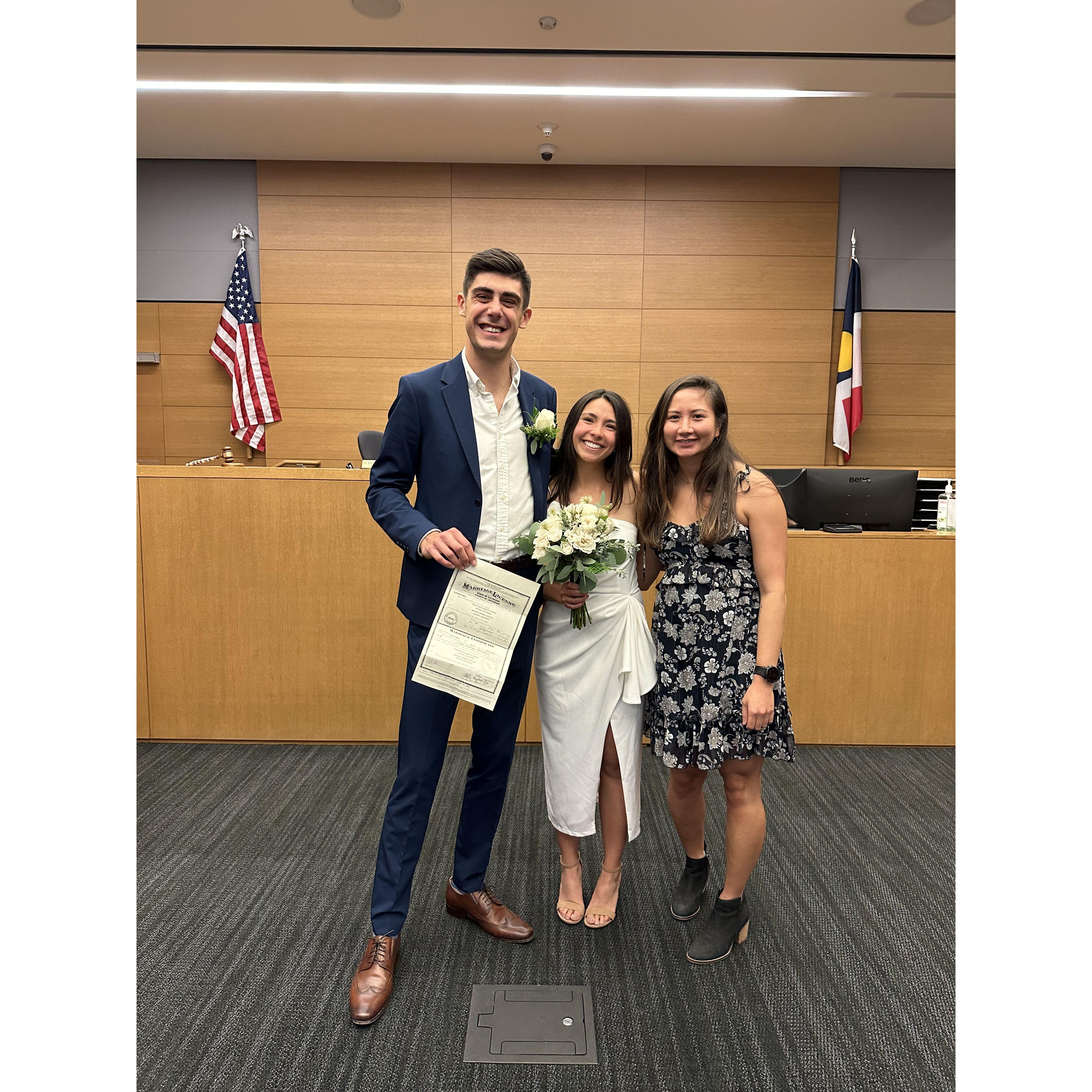 We did it! Thanks to our good friend, Allie, for being our witness