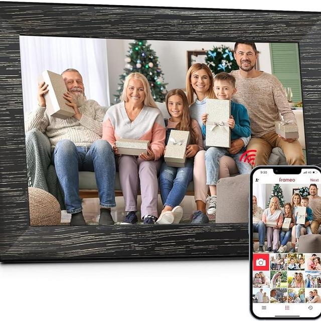 Jazeyeah 10.1 Inch WiFi Digital Picture Frame, Frameo Smart Electronic Digital Photo Frame with 32GB Storage and 1280 * 800 Touch Screen, Instantly Share Photos and Video