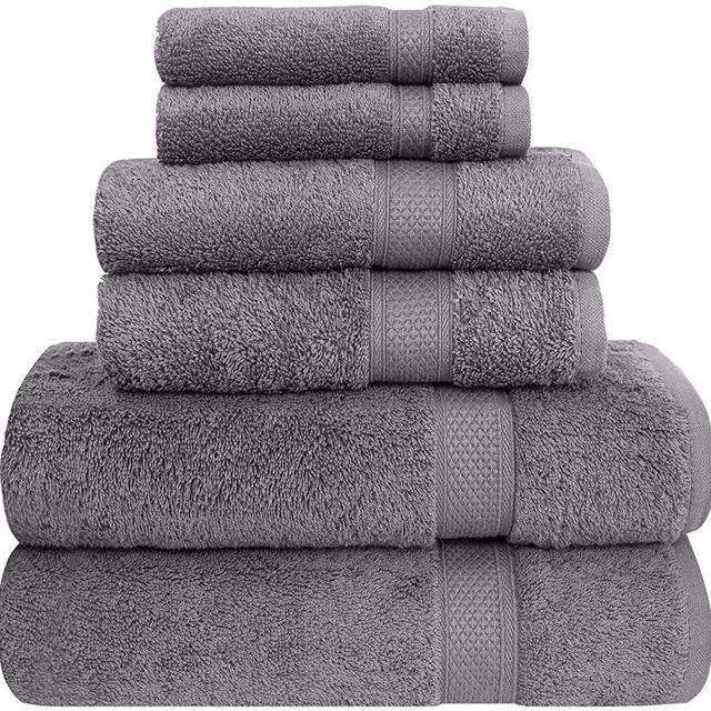 Pleasant Home 6 Piece Bath Towels Set – 2 Bath Towels, 2 Hand Towels, 2 Wash Cloths | Bathroom Towels | 100% Cotton | Soft & Absorbent Bath Towels | Grey
