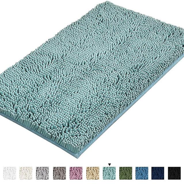 Bath Mats for Bathroom Non Slip Luxury Chenille Ultra Soft Bath Rugs 24x36 Absorbent Non Skid Shaggy Rugs Washable Dry Fast Plush Area Carpet Mats for Indoor, Bath Room, Tub - Eggshell Blue