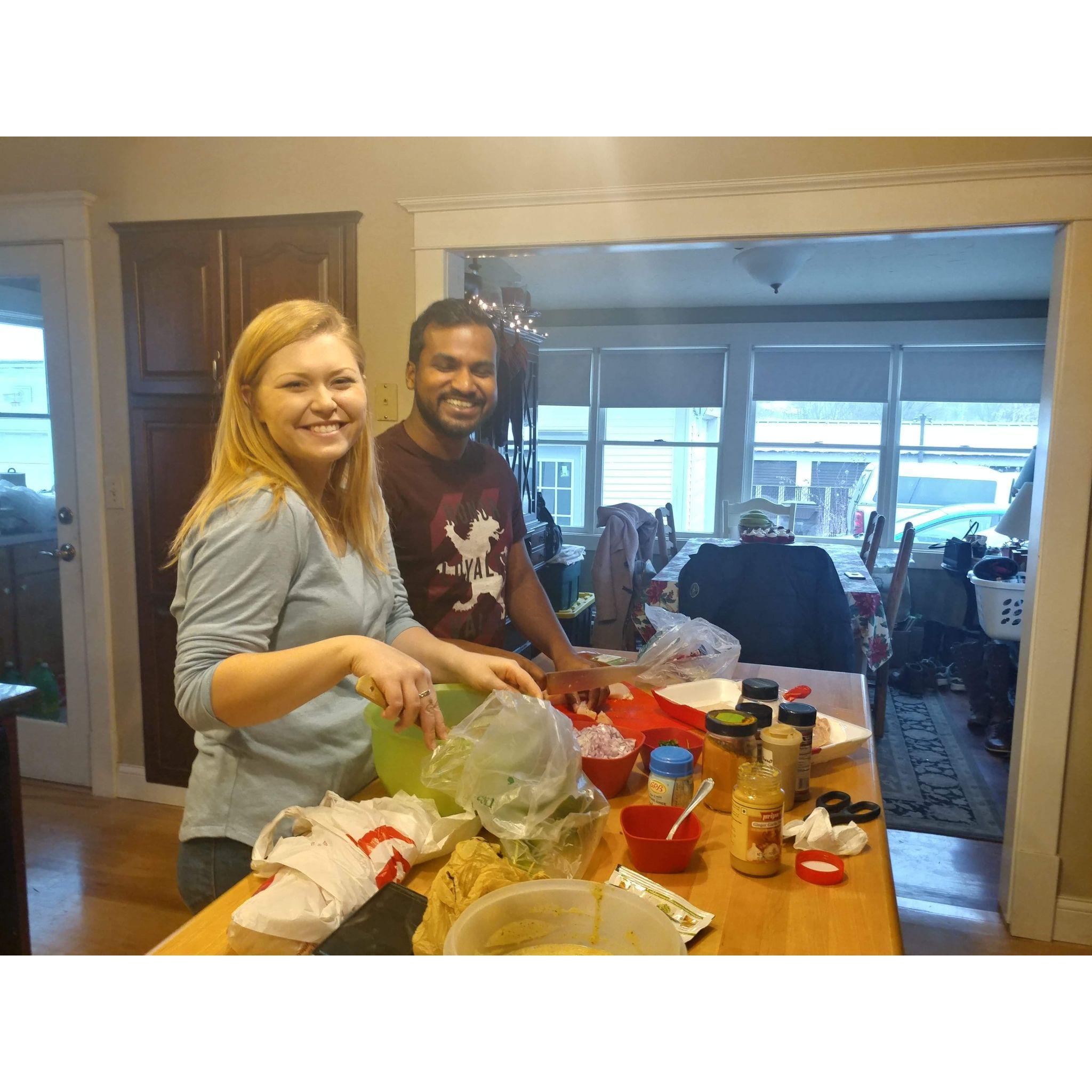 Cooking together! Y'all know we love to cook and eat!