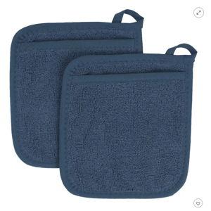 John Ritzenthaler Co. Terry Pocket Mitt Pot Holder, Set of Two - Midnight