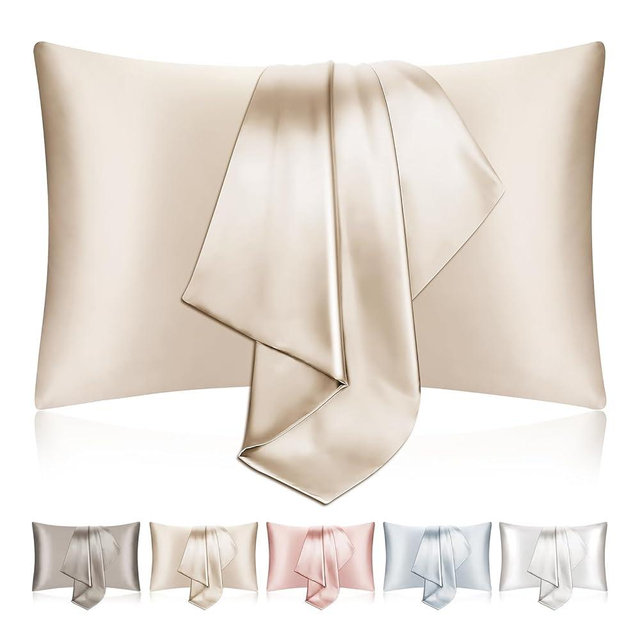 SILKTALE Zip Up 100% Mulberry Silk Pillowcase Set of 2,Both Sides Zippered Pure Silk Breathable Pillow Case for Hair and Skin,19 Momme Grade 6A,Taupe,Queen Size 20x30 Inches