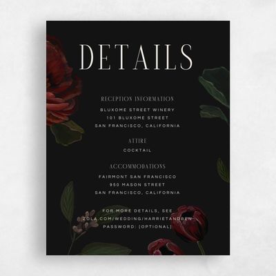 Black Floral Wedding Enclosure - Malina