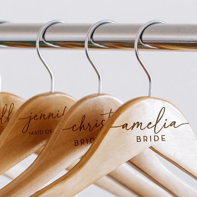 Personalized Bridesmaid Hangers - Wedding Hanger - Wooden Engraved Hanger - Bridal Dress Hanger - Wedding Name Hangers