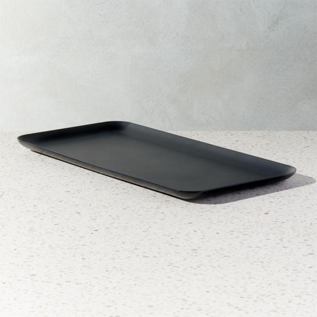 Pebble Matte Black Melamine Rectangular Serving Platter