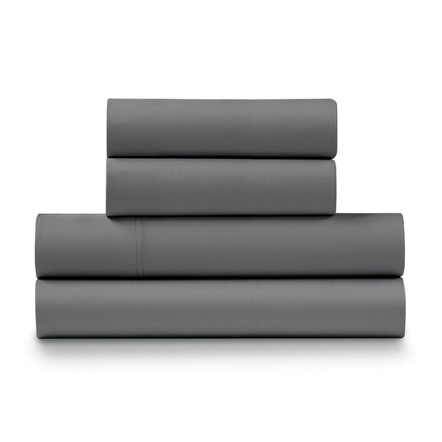 Luxe Cotton Percale Crisp and Cool Sheet Set, Queen, Charcoal