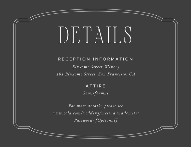 Ivette | Dark Charcoal | Zola Wedding Enclosure Cards