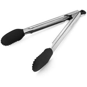 Farberware 11 Inch Black Locking Silicone Tip Tongs