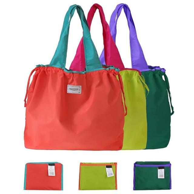 MVSCOCEAN Reusable Grocery Bags, Colorful Shopping Bags,Machine Washable,Foldable,Durable,Lightweight,Set of 3 (Apple Green,Orange,D.Green)