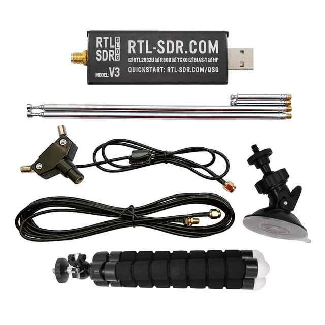 RTL-SDR Blog V3 R860 RTL2832U 1PPM TCXO HF Bias Tee SMA Software Defined Radio with Dipole Antenna Kit