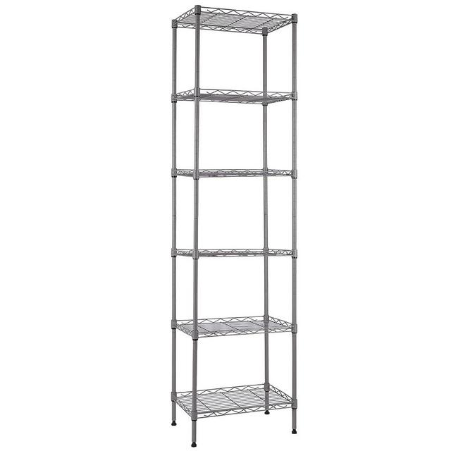 YOHKOH 6 Wire Shelving Steel Storage Rack Adjustable Unit Shelves for Laundry Bathroom Kitchen Pantry Closet 16.7" Width x 62" Height x 11.7" Depth (Grey Sand Pattern)