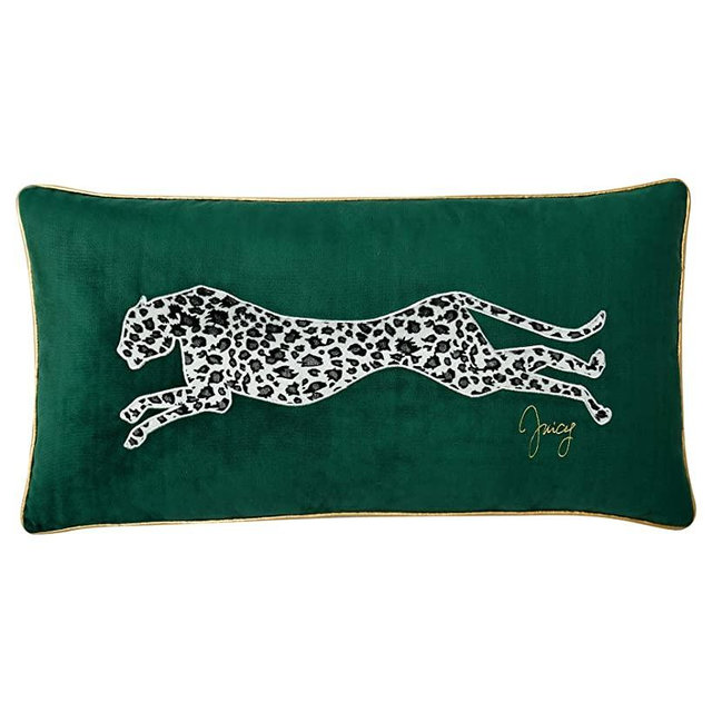 Juicy Couture Indoor/Outdoor Velvet Cheetah Premium Throw Pillow-Living Room and Bedroom Décor-Measures, 1 Count (Pack of 1), Green