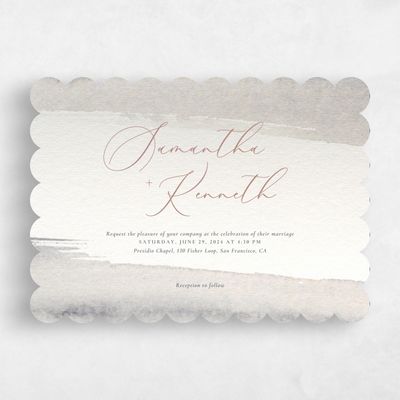 Beige Scalloped Wedding Invitation - Elting Landscape