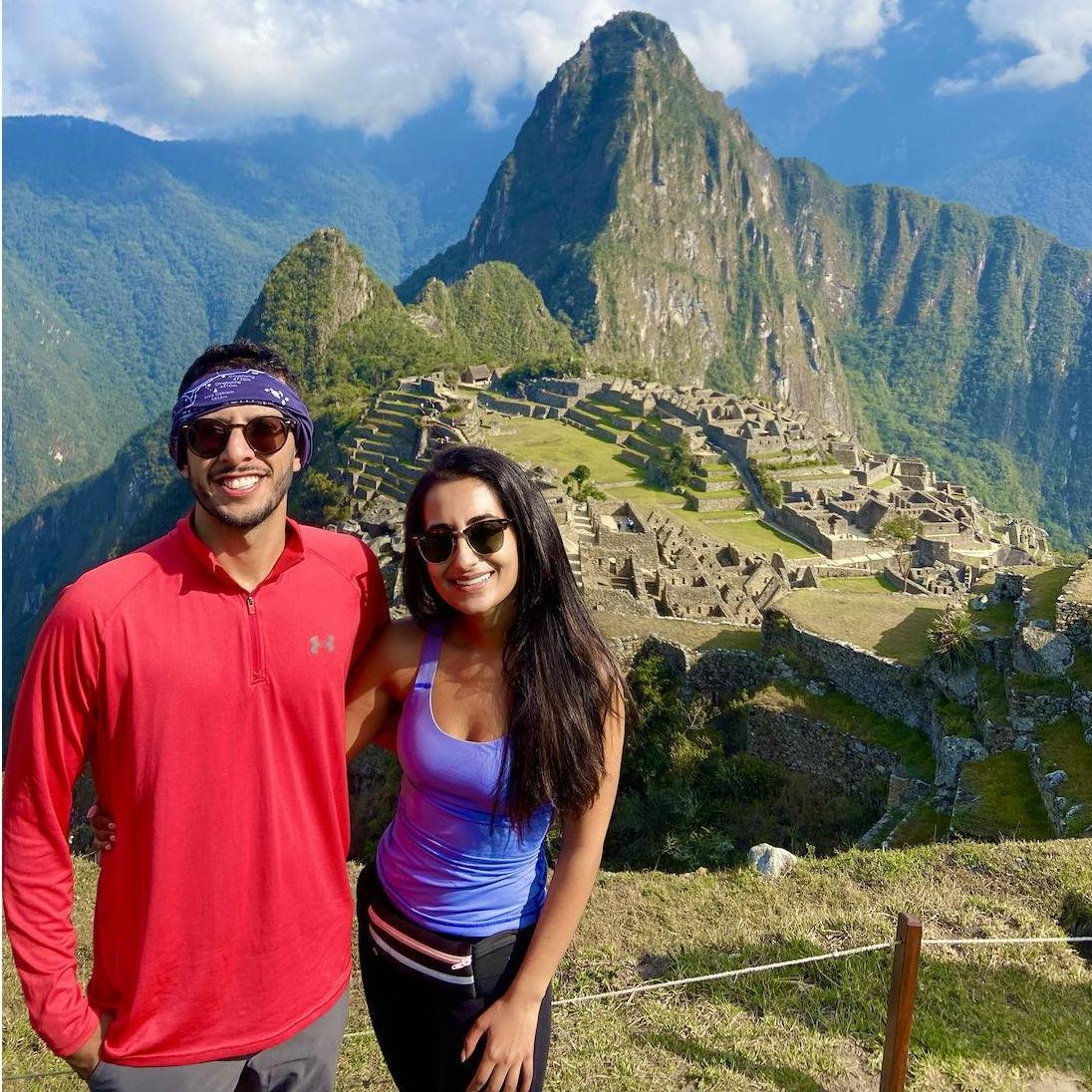 Reaching the top of Machu Pichu together