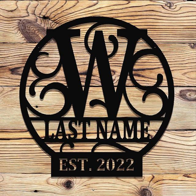 Personalized Metal Monogram Sign. Wedding Gift. Family Name Sign. Outdoor Name Sign. Anniversary. Last Name Sign. Metal Sign. Front Door. (18 INCH, HAMMERED COPPER)