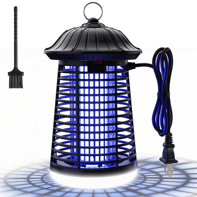 Bug Zapper Outdoor/Indoor,Mosquito Zapper 4200V High Powered Waterproof Electronic Mosquito Killer,15W UVA Mosquito Lamp Bulb,Fly Traps Patio Insects Killer (Black and White)