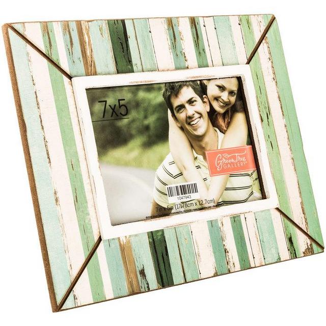 Green Striped & Distressed Wood Frame - 5" x 7"