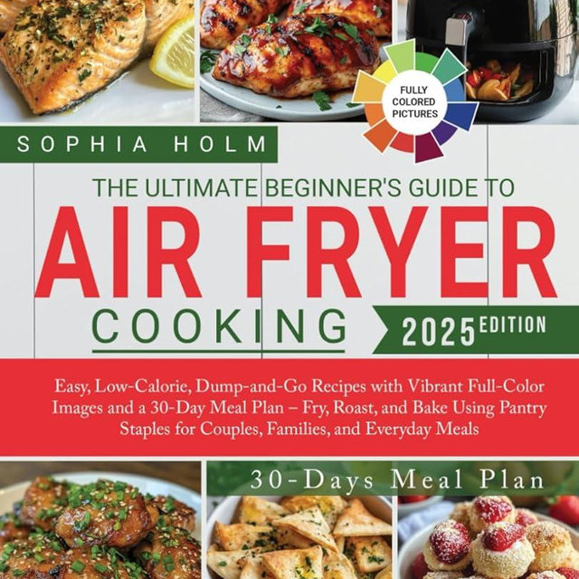 The Ultimate Beginner's Guide to Air Fryer Cooking: Easy, Low-Calorie, Dump-and-Go Recipes with Vibrant Full-Color Images and a 30-Day Meal Plan – ... for Couples, Families, and Everyday Meals