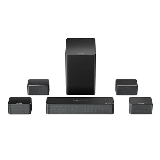 ULTIMEA 7.1ch Soundbar with Wireless Subwoofer, Virtual Surround Sound System for TV, App Control, 410W Peak Power, Sound bar for TV, 4 Wired Surround Speakers, Home Theater Sound System Poseidon D70