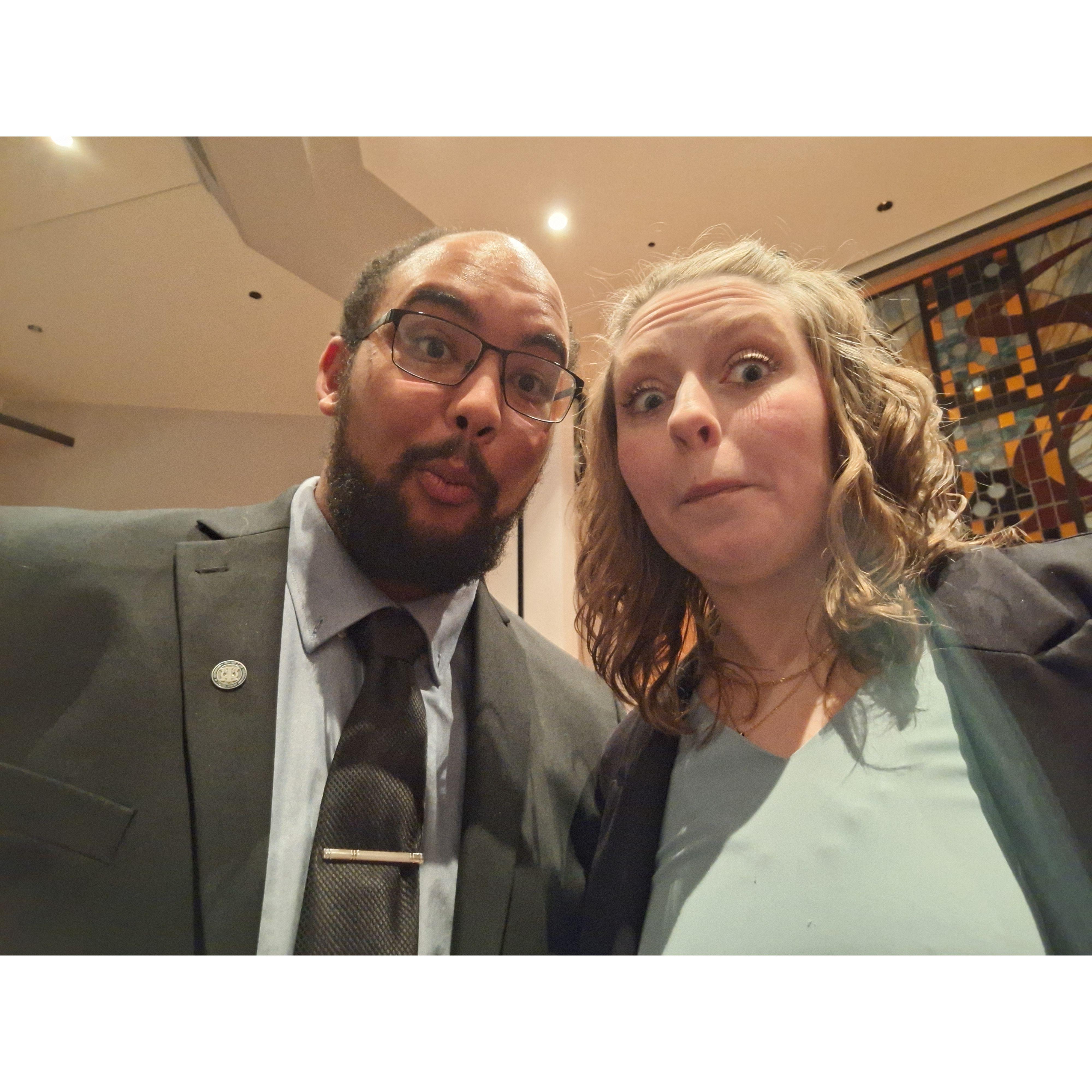 We accidentally matched the day we were inducted into our college honors society.