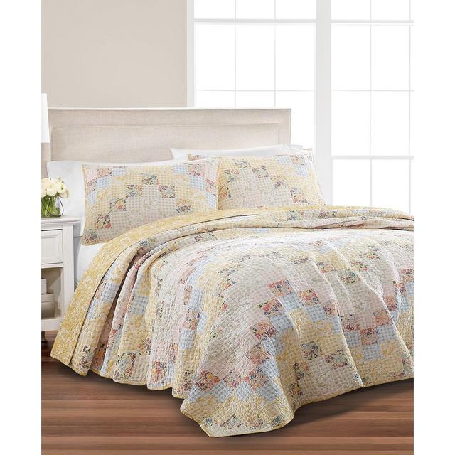 Martha Stewart Collection Checker Floral Reversible Full/Queen Quilt, Created for Macy's