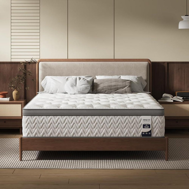 SLEEP100 Queen Mattress 12 Inch, 5-Zone Deep Sleep Firm Mattress with Extra Lumbar & Shoulder Support, Hotel Collection Hybrid Mattresses Pain Relief - Fiberglass Free - No Odor - 365 Night Trial