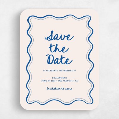 Blue Rounded Wedding Save the Date - Brielle Portrait