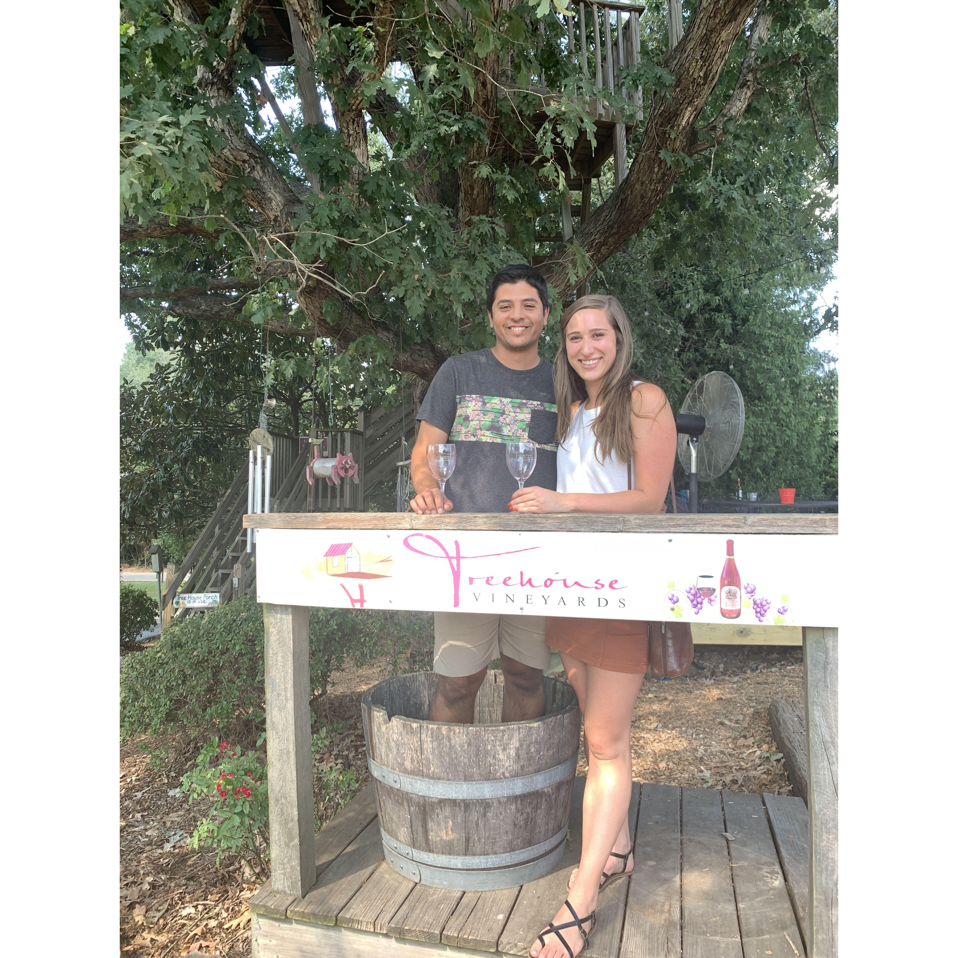 September 29, 2019 - With their friends Brian and Jordan, Aubrey and Ozzie spent the day at the Treehouse Vineyards in Charlotte. Ask Aubrey and Jordan why they will never take the boys back to a wine tasting again.