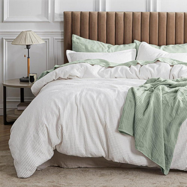 Bedsure Waffle Comforter Set California King, White Cotton Bedding Set for All Seasons, Waffle Weave Bed Set, 3 Pieces, 1 Comforter (104"x96") and 2 Pillow Shams, Cotton Cover with Polyester Fill