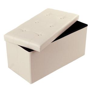Songmics - SONGMICS 30L" Faux Leather Folding Storage Ottoman Bench, Storage Chest / Footrest / Coffee Table/ Padded Seat, Beige ULSF40M