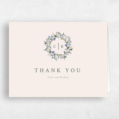 Dark Pastel Blue Wedding Thank You - Florentina Landscape