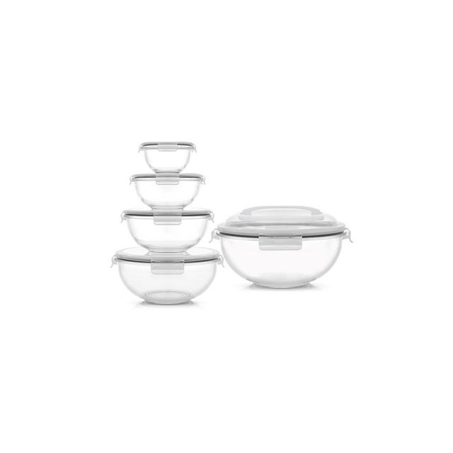 JoyFul by JoyJolt Kitchen Mixing Bowls. 5pc Glass Bowls with Lids Set – Neat Nesting Bowls - Black