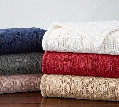Cozy Cable Knit Throw - Flagstone