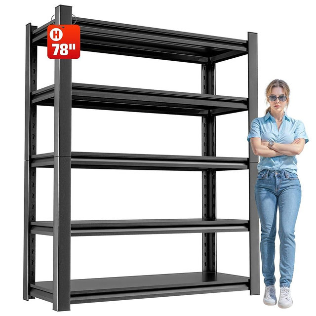 OLLRRACT Heavy Duty Metal Storage Shelf - 5 Tier Industrial Shelving Unit - Durable Garage Organizer 18" D x48 W x78 H