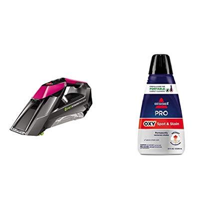 BISSELL Pet Stain Eraser Deluxe Formula Bundle - Portable Carpet Cleaner with Window Attachment, Pink