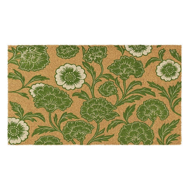 Eco Living Coir Door Mat, Floral Print Entryway Floor Mats with Non-Slip PVC Backing, Indoor Outdoor Mat for Front Door Decor, Door Mat, Welcome Mats with Chelsea Flower Print, Green, 30”x 17”