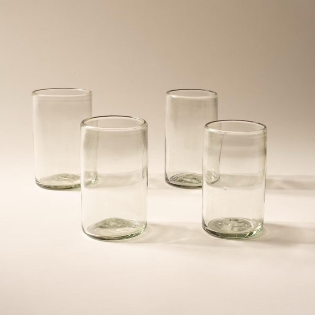 Recycled Handblown Glassware - Clear - Tall Set of 4