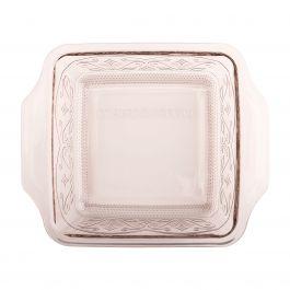 Laurel Embossed™ Rosewater Square Glass Cake Dish, 8 Inches