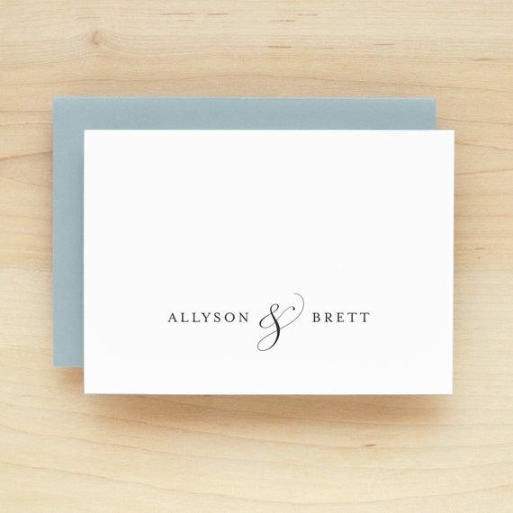 Couples Stationery Personalized Stationary for Couples - PLUME Design - Wedding Newlywed Bridal Shower Anniversary Gift