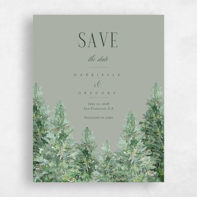 Pale Sage, Green Wedding Save the Date - Balsam Portrait
