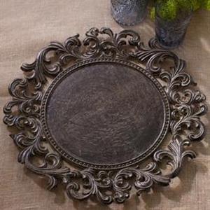 GG COLLECTION Acanthus Set of 4 Brown Metal Chagers
