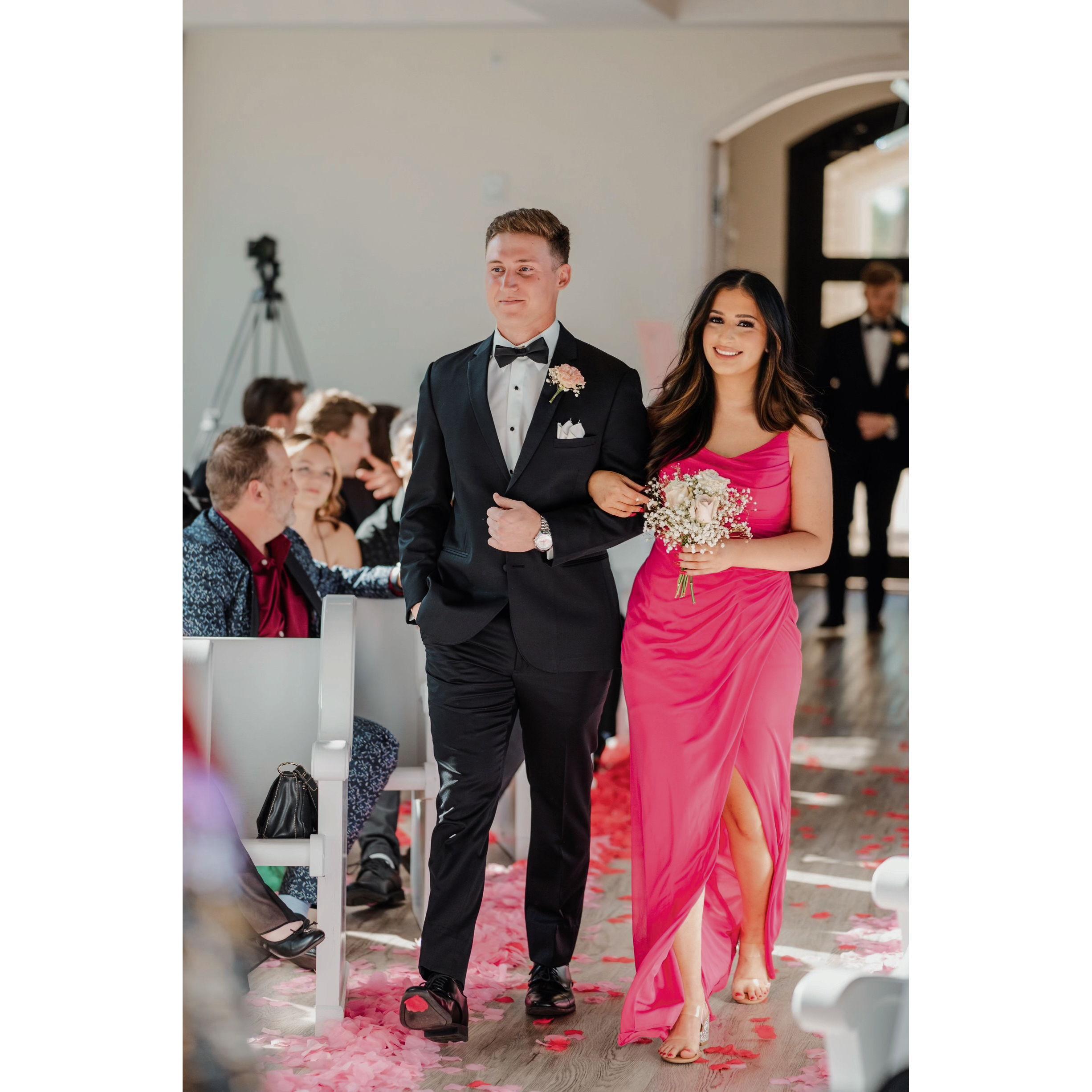 Our first time down the aisle hahaha