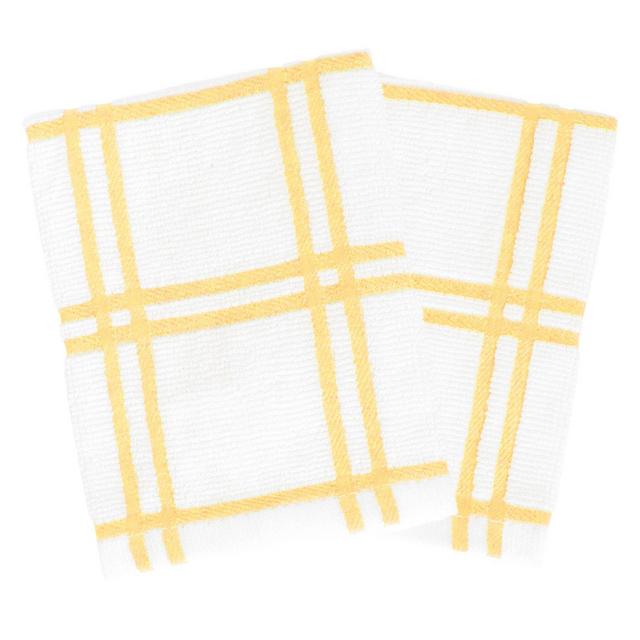 KitchenSmart® Colors Plaid Dish Cloths in Canary (Set of 2)