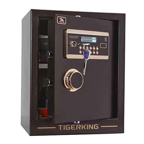 Digital Security Safe Box Solid Alloy Steel Construction with 4 Live-Locking Bolts Password Plus Key Setting for Home Office Hotel 1. 34 Cubic Feet by TigerKing