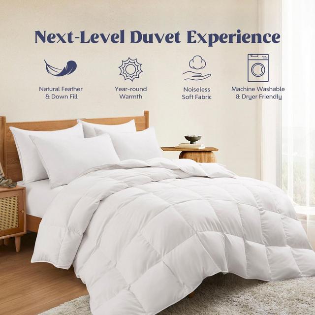 Peace Nest All-season Warmth White Goose Down Comforter Duvet Insert with 360TC Fabric, Full/Queen