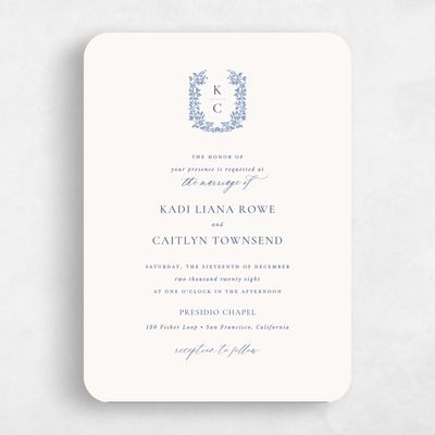 Blue Rounded Wedding Invitation - Mirra Portrait