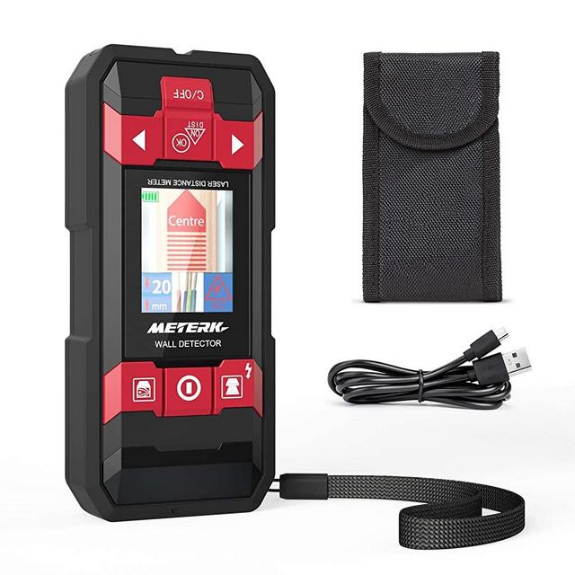 Stud Finder, Meterk 2 in 1 Wall Scanner Detector & Laser Distance Measure 40M, Multi-Function Sensor Wall Detector with Large LCD Backlight for Power Line, Wood, Metal