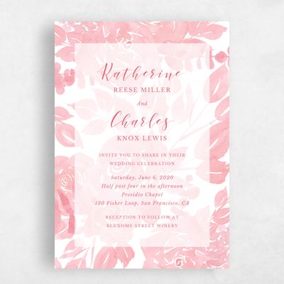 Pink Wedding Invitation - Clemson Frame