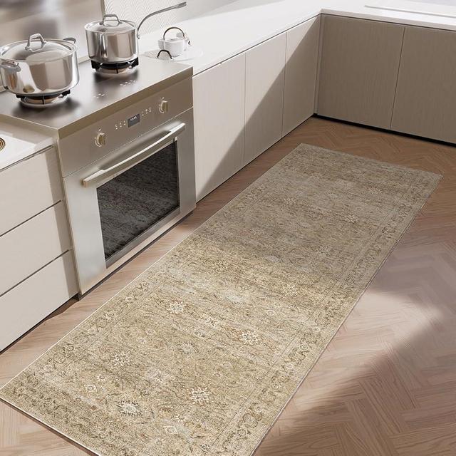 Washable Kitchen Rug Runners for hallways: 2'x 6' Non Slip Runner Rugs with Rubber Backed Stain Resistant Boho Floor Rug Soft Carpet Runner for Indoor Entryway Bedroom Bedside Laundry Room